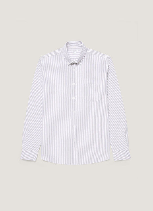 Men's Button Down Oxford Shirt in White/Navy