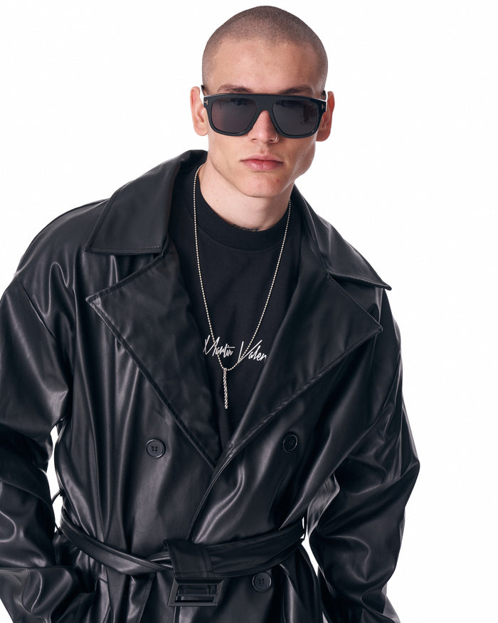 Men's Long Trench Coat With Belt (2)