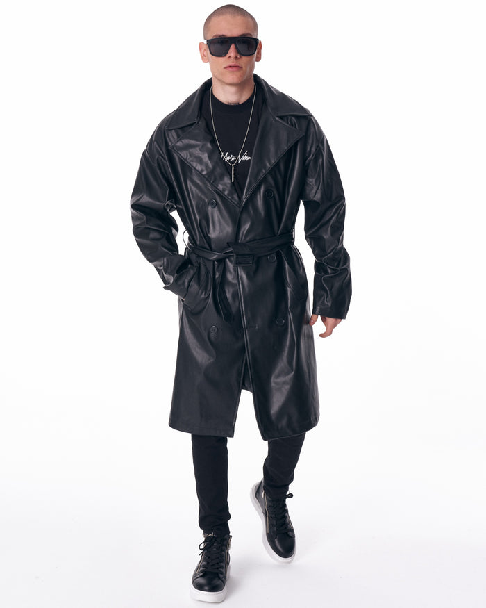Men's Long Trench Coat With Belt (4)