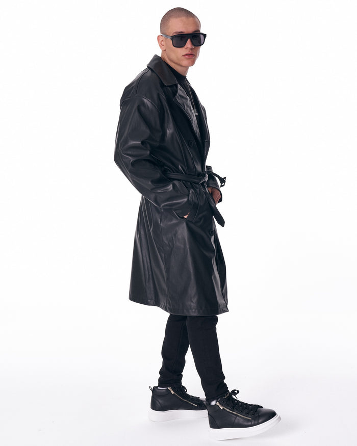 Men's Long Trench Coat With Belt (5)