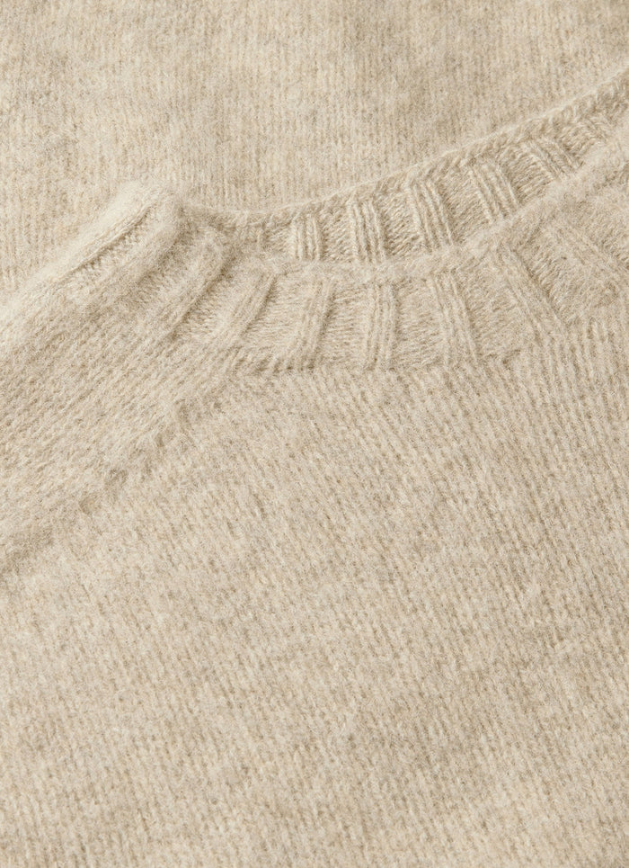 Men's Shetland Crew Neck Jumper in Oatmeal Melange