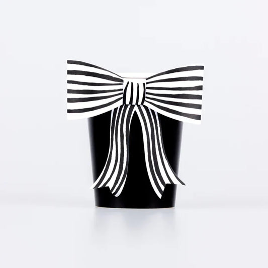 Meri Meri Black & White Striped Bow Cups