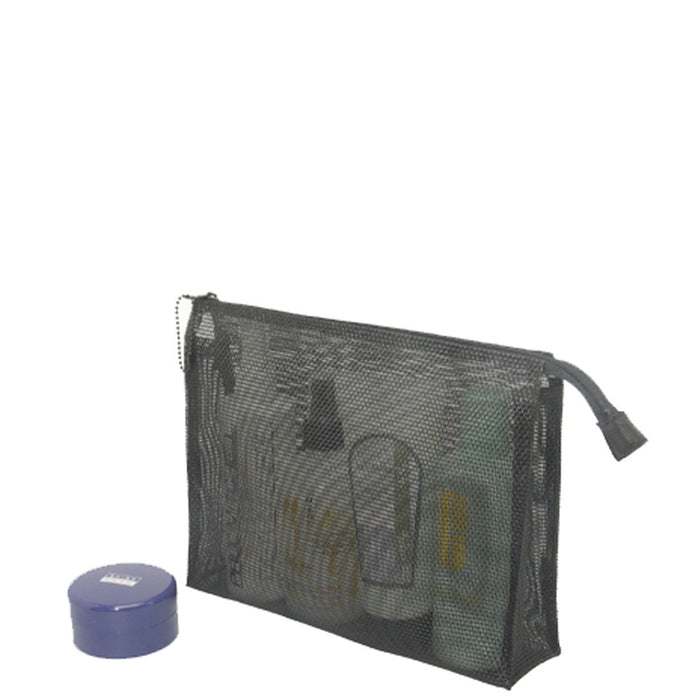 Walker Black Mesh Gusseted Cosmetic Bag 8 x 10 Inches