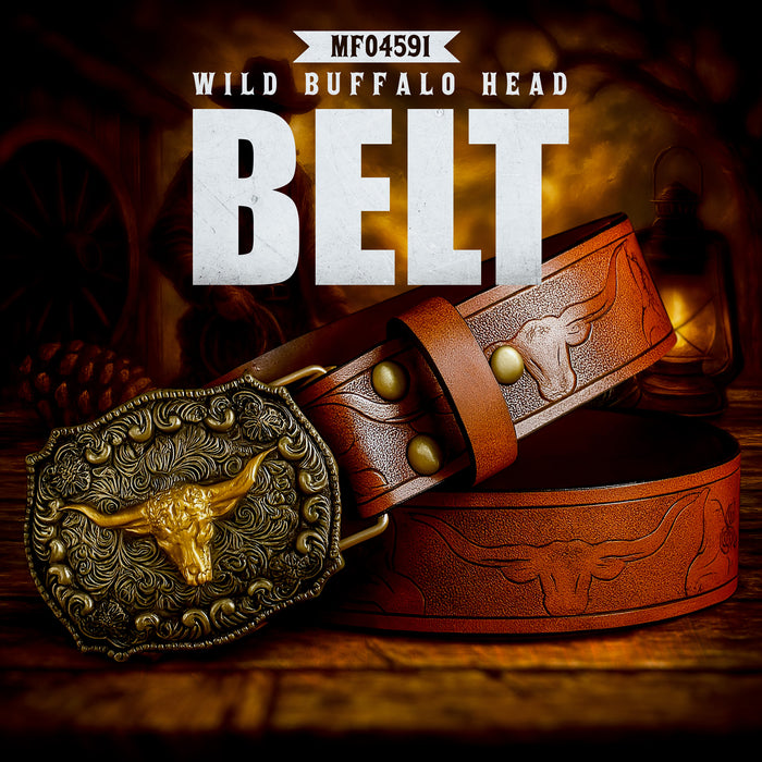 MF04591  Wild Buffalo Head Belt