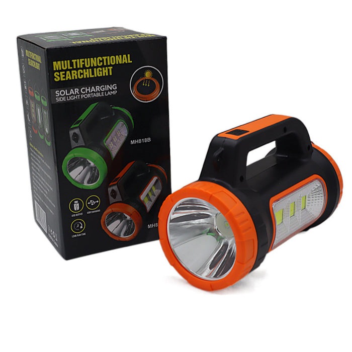 MH818B Solar Charging Handheld LED Searchlight with COB Side Light & Power Bank