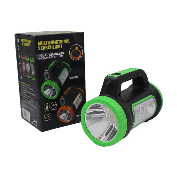 MH818B Solar Charging Handheld LED Searchlight with COB Side Light & Power Bank