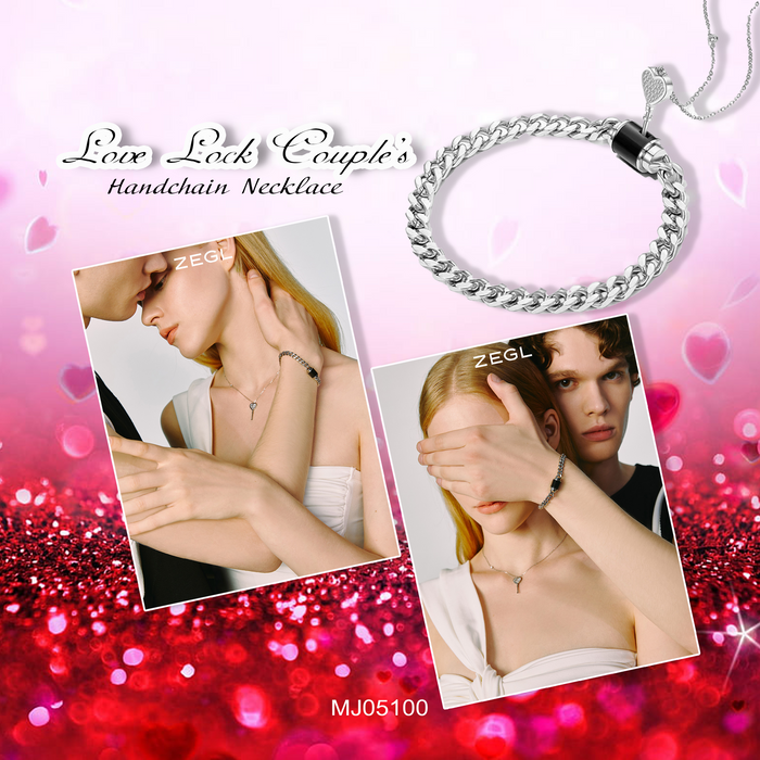 MJ05100  Love lock couple's Handchain Necklace