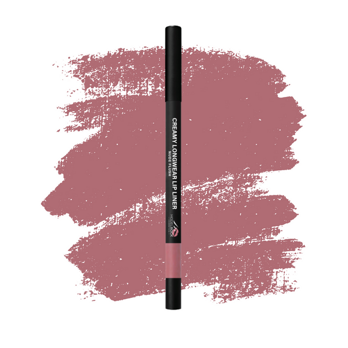 Lip liner with pink color swatch on a white background