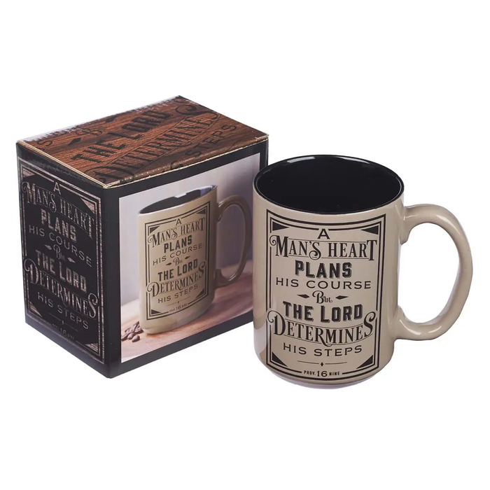 Mug Brown/Black A Man's Heart Prov. 16:9