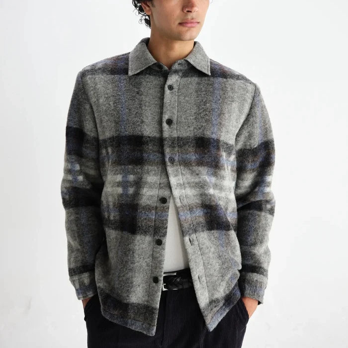 Nolan Overshirt in Grey/Blue Check