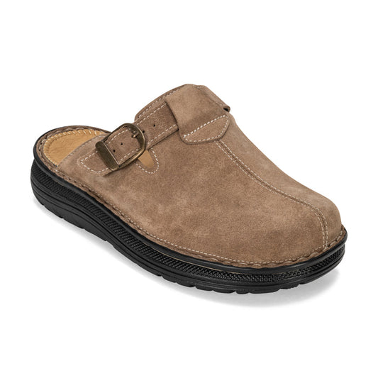 Nomad - Front Seam Suede Leather Clog | Olive Suede