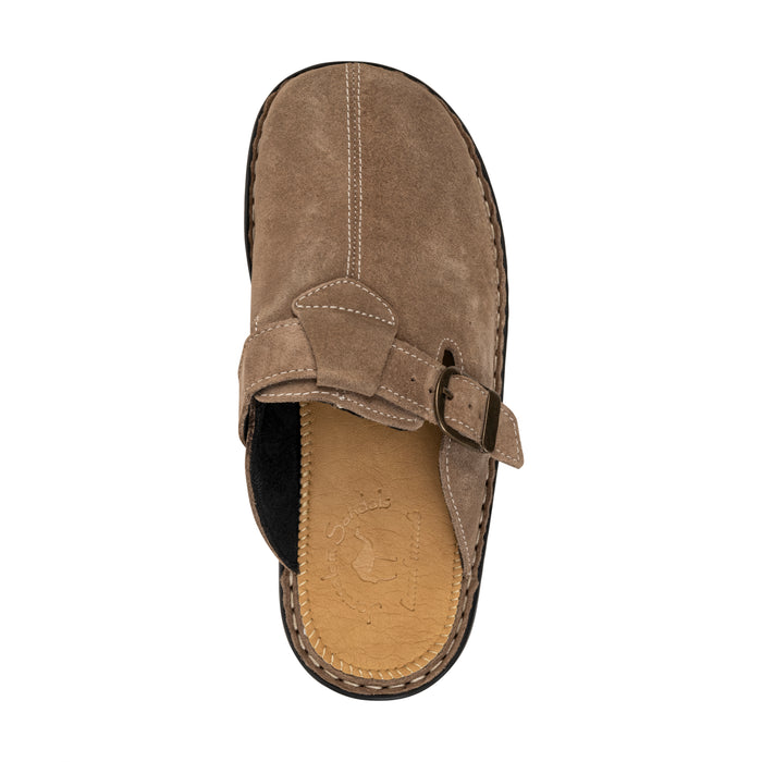 Nomad - Front Seam Suede Leather Clog | Olive Suede