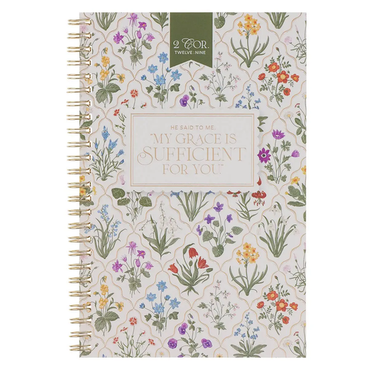 Notebook Spiral Floral My Grace Is Sufficient 2 Cor 12:9