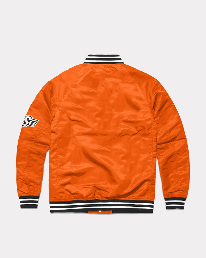 Orange OSU Oklahoma State Cowboys Script Vintage Varsity Jacket Back