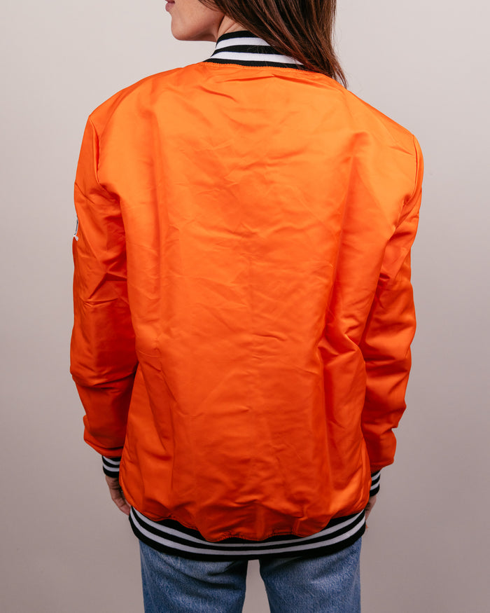 Orange OSU Oklahoma State Cowboys Script Vintage Varsity Jacket Back