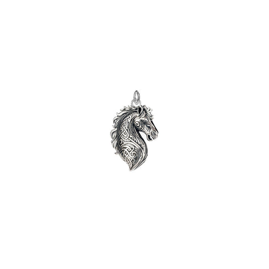 Oxidized Silver Horse Head Charm