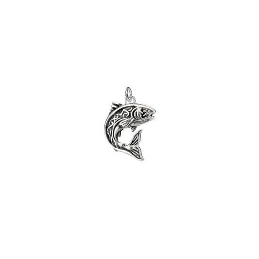 Oxidized Silver Salmon Charm