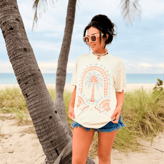 model wearing Palm Paradise Tee