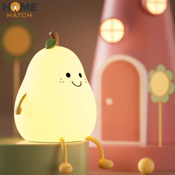 Pear Silicone LED Night Light – USB Rechargeable & Touch Control