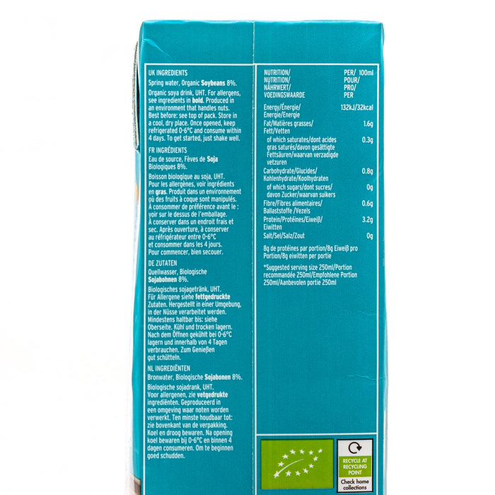 Plenish Organic Unsweetened Soya Milk 1L