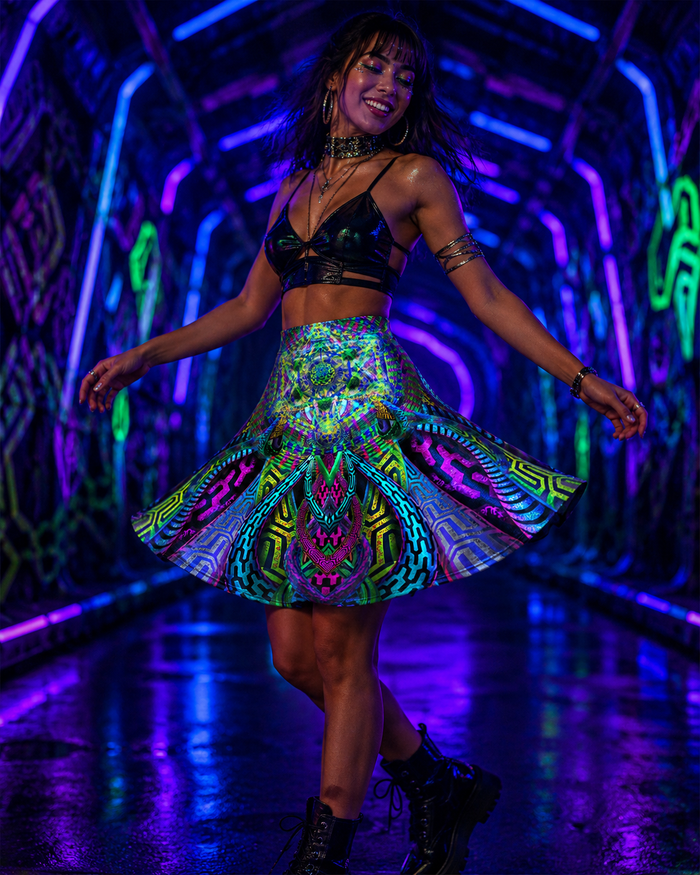 Primordial Presence Glitter Flare Skirt
