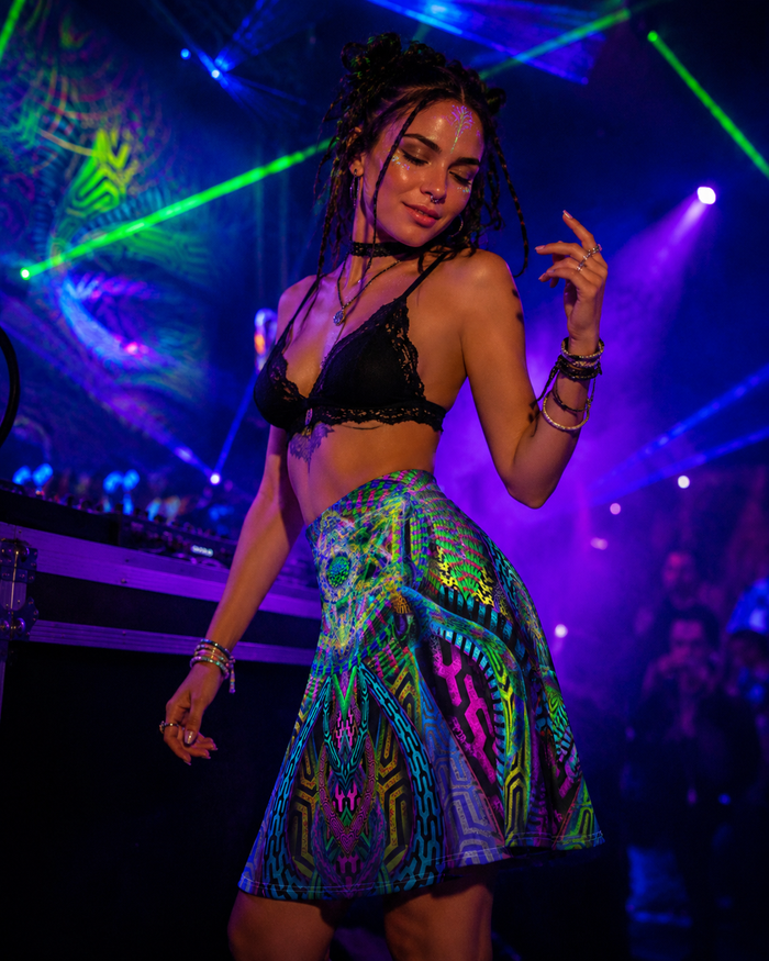 Primordial Presence Glitter Flare Skirt