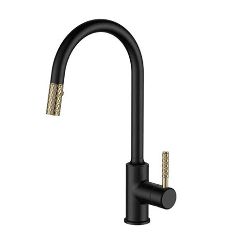 Prior Creek Ravenswood Single Handle Pull-down Kitchen Faucet in Matte Black Kitchen Faucet Jiangmen Luxury Houseware Company Limited