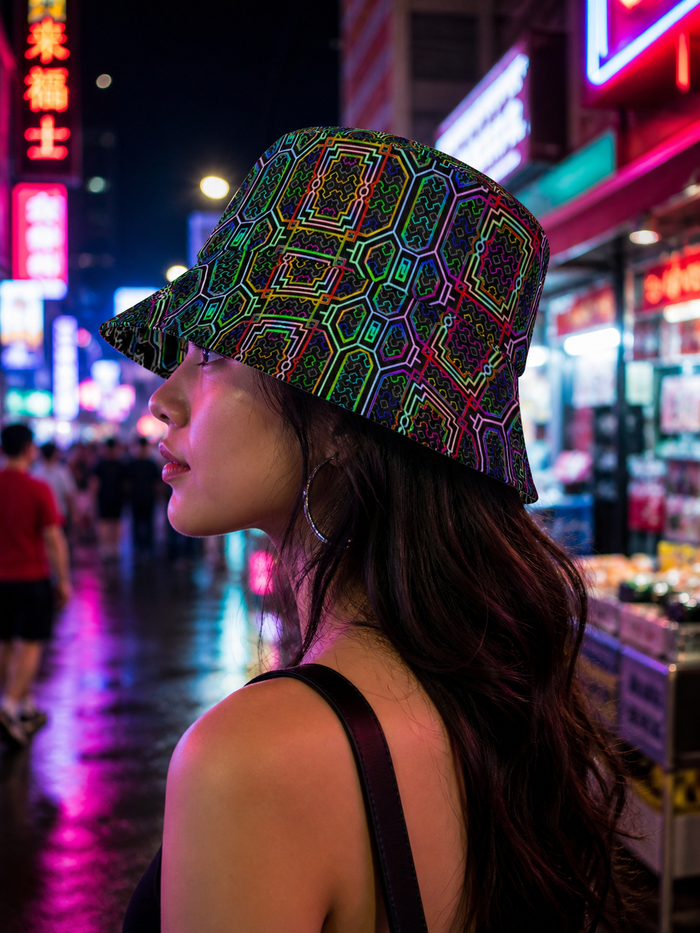 Prismatic Grid reversible bucket hat - worn nightmarket