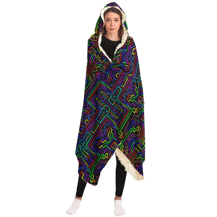 Prismatic Overlay Hooded Blanket