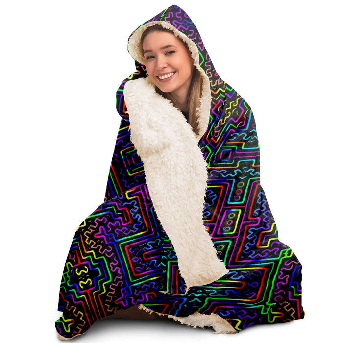 Prismatic Overlay Hooded Blanket
