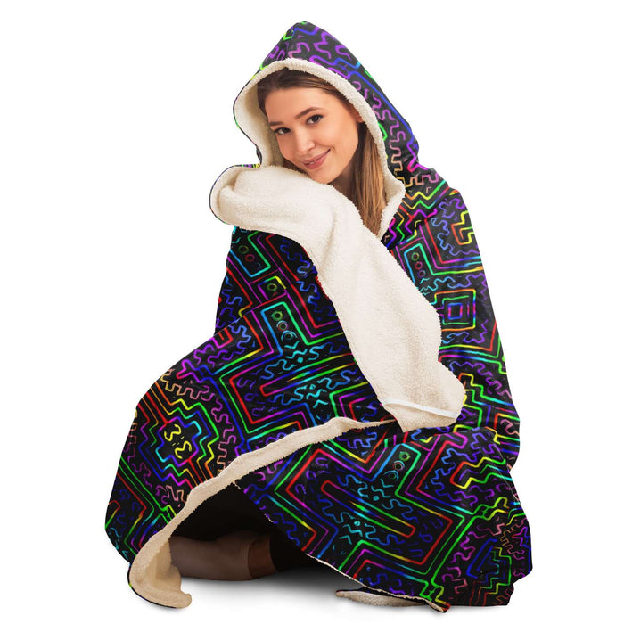 Prismatic Overlay Hooded Blanket
