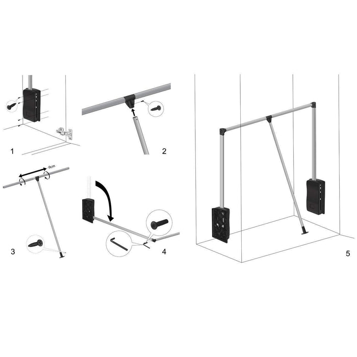 Pull Down Wardrobe Rail 23-5/8 - 32-11/16 inch NTP