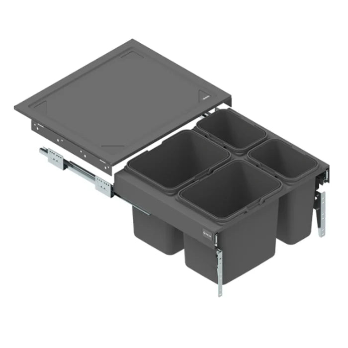 Pull Out Cabinet Recycling Bins with Soft-Close (2 x 15L + 2 x 7L) or (2 x 20L + 2 x 9L) - 23-5/8 inch (60 cm) Cabinet