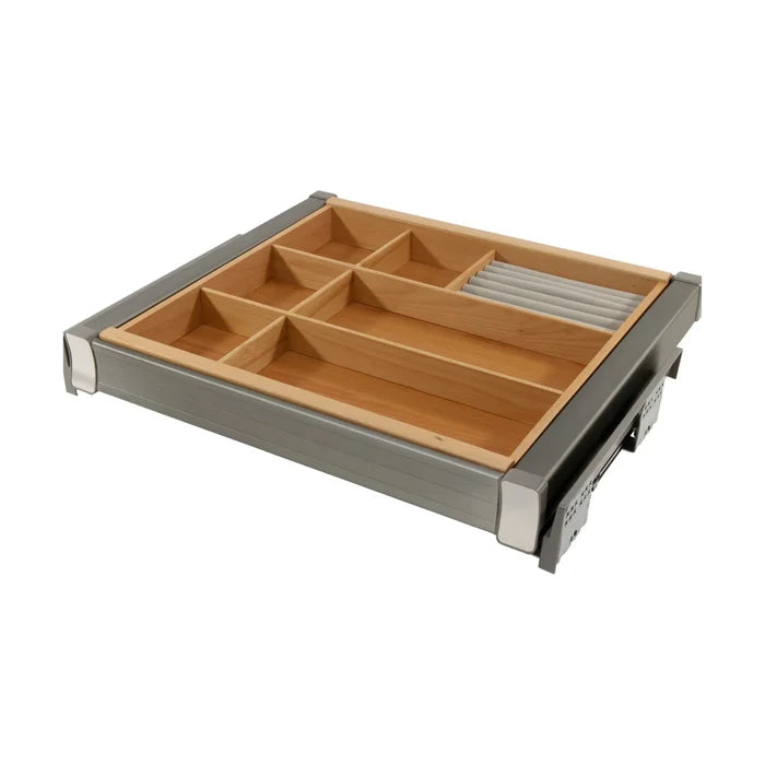 Pull-Out Multifunctional Shelf for 35-7/16 inch (90 cm) Cabinet Soft-Close - Aluminum/Wood - Gray