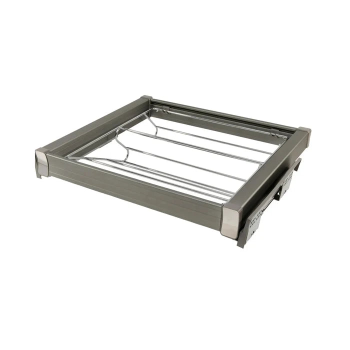 Pull-Out Shoe Rack Tray for 27-1/2 inch (70 cm) Slim Shoe Cabinet Soft-Close - Chrome/Aluminum - Gray