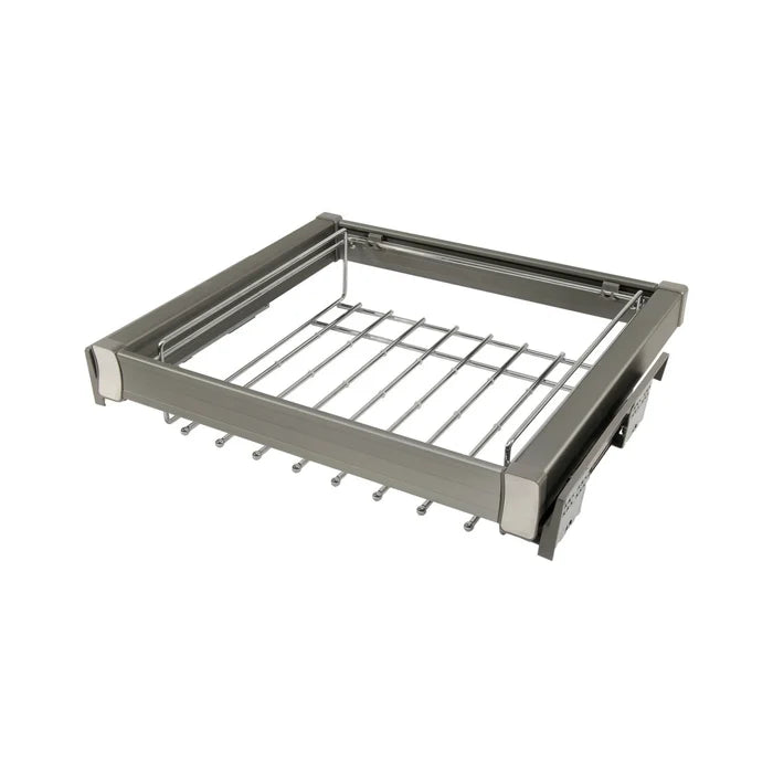 Pull Out Trouser Rack 2 for 23-5/8 inch (60 cm) Cabinet Soft-Close - Single Shelf - Gray
