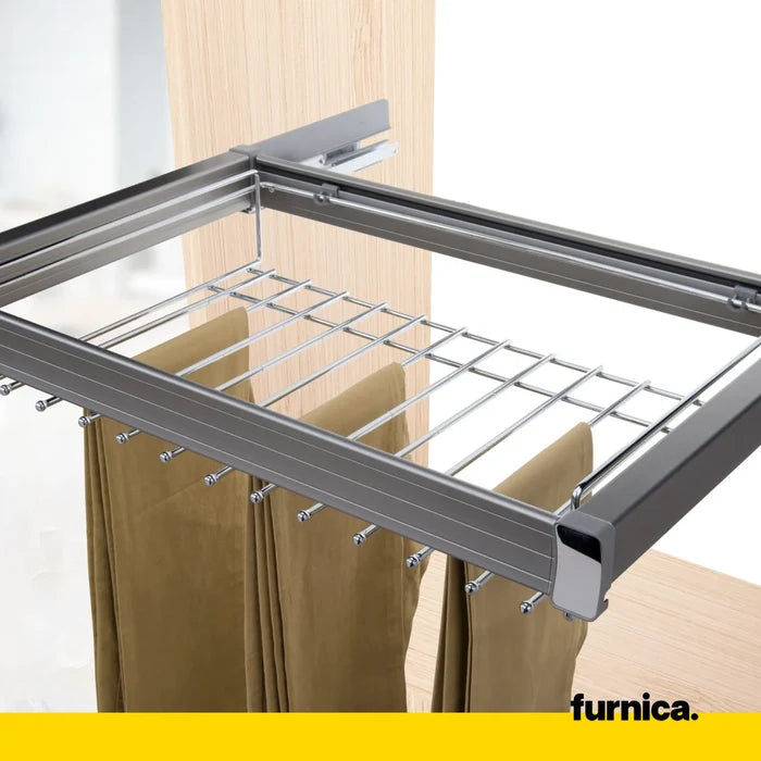 Pull Out Trouser Rack 2 for 23-5/8 inch (60 cm) Cabinet Soft-Close - Single Shelf - Gray