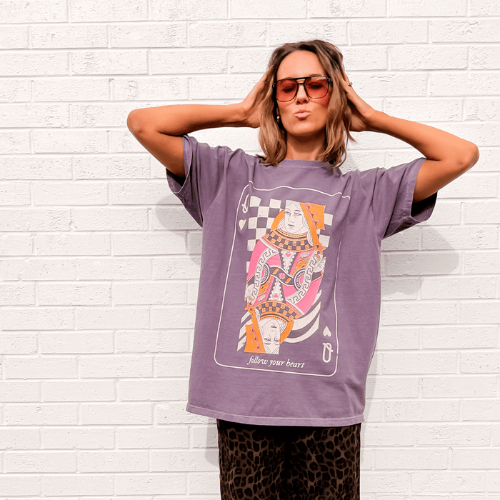 model wearing Queen of Hearts Tee