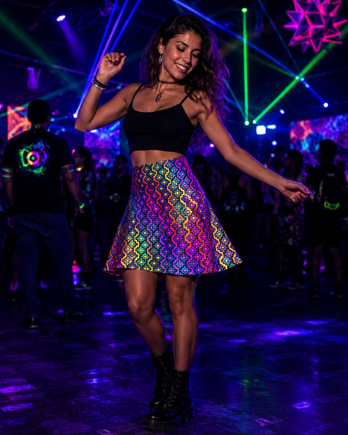 Rainbow Healing Glitter Flare Skirt