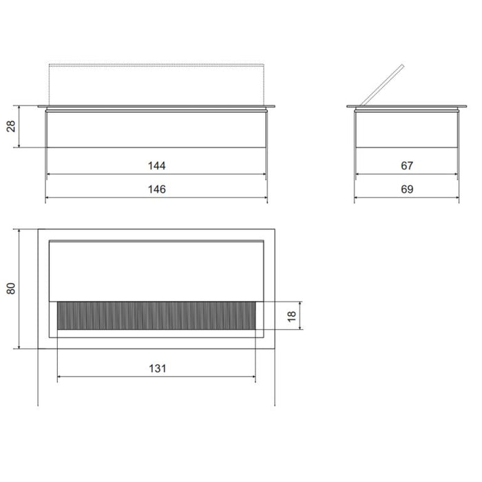 Rectangular Aluminum Desk Grommet 6-5/16x3-1/8 inch, Silver Furnica