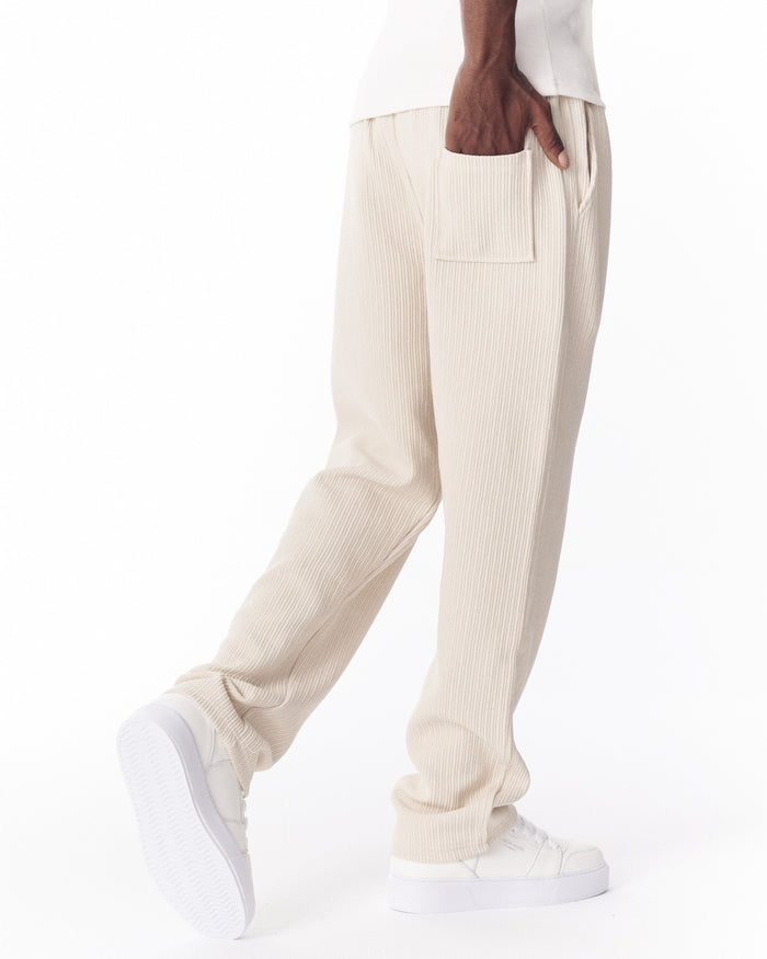 Relaxed Fit Ribbed Beige Sweatpants With Drawstring (7)