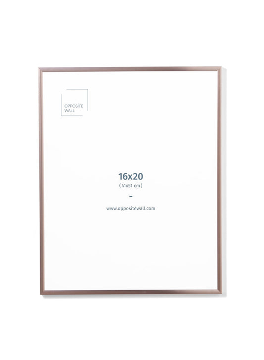 Scandinavian rose gold aluminum metal frame by Opposite Wall - Front of the frame - Size 16x20