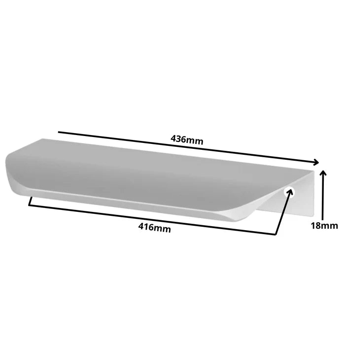 Rounded Edge-Pull Cabinet Handle 16-3/8 inch (416 mm) Hole Centers (17-3/16 inch / 436 mm Overall Length) - Aluminum