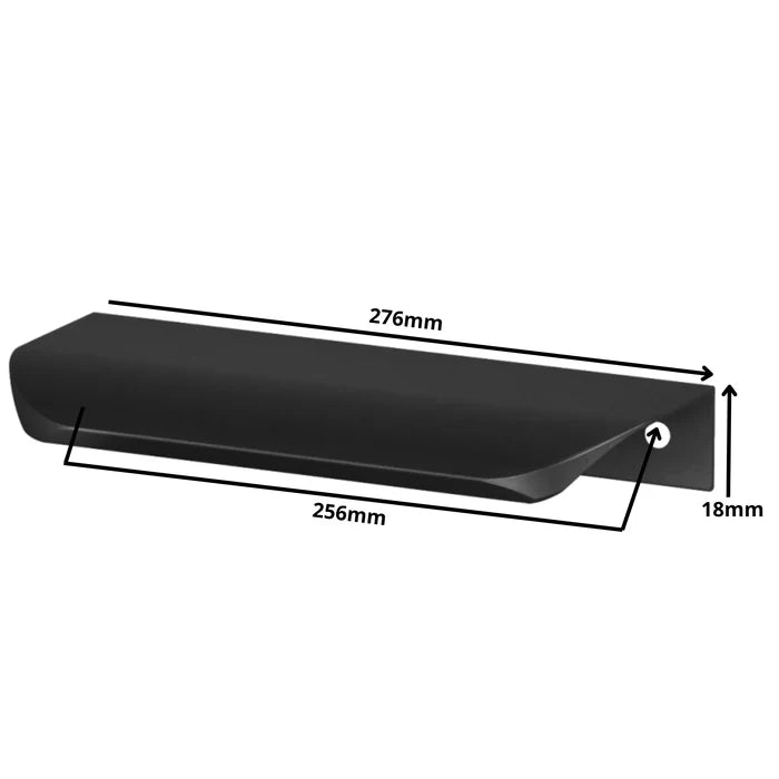 Rounded Edge Pull Handle 10-1/16 inch (256 mm) Hole Centers (10-7/8 inch / 276 mm Overall Length) - Matte Black