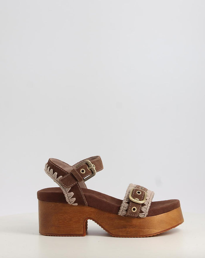 HIGH HEEL WOOD CLOG BUCKLE