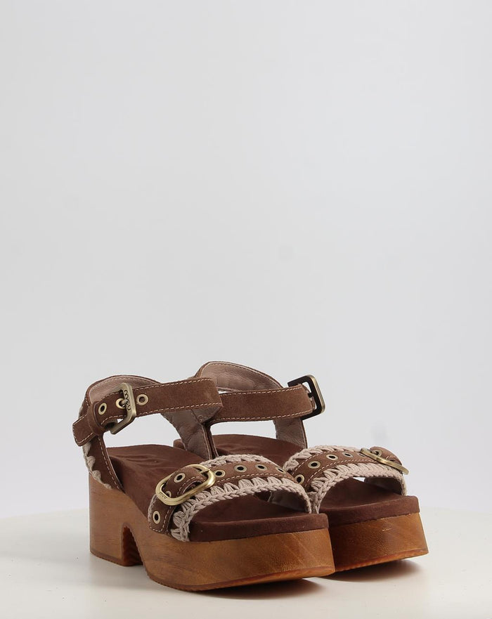 HIGH HEEL WOOD CLOG BUCKLE