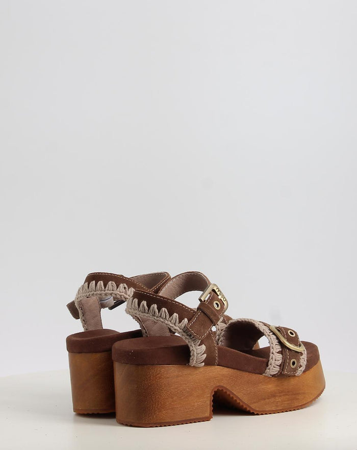 HIGH HEEL WOOD CLOG BUCKLE