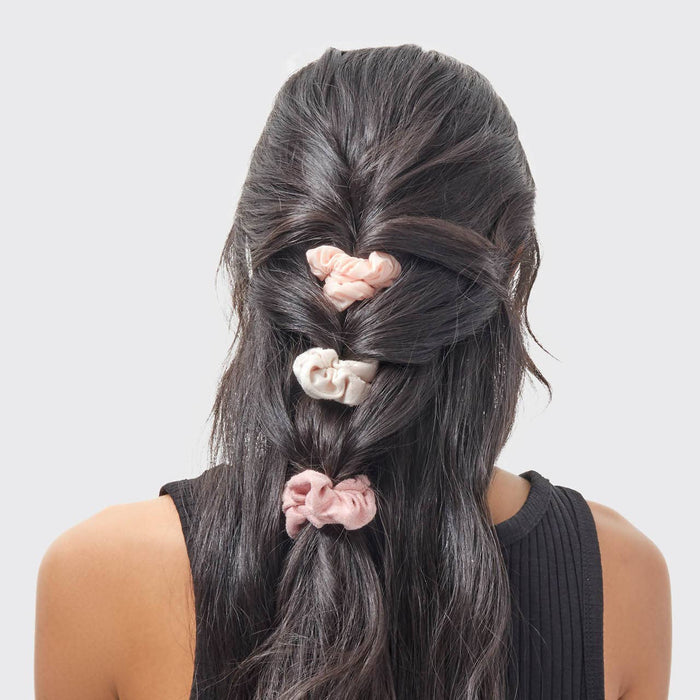 Satin Textured Scrunchies 5pc Set - Terracotta