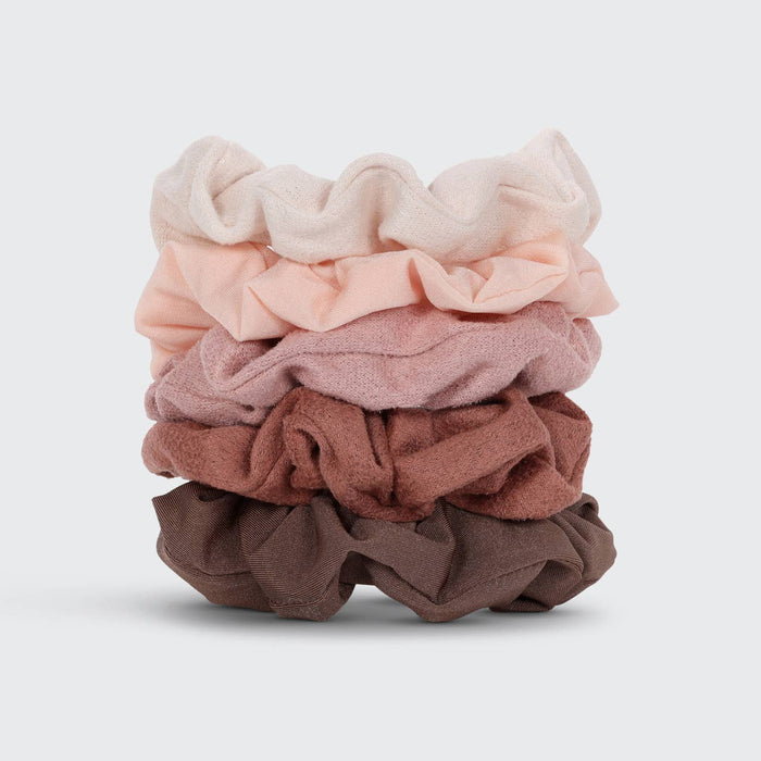 Satin Textured Scrunchies 5pc Set - Terracotta
