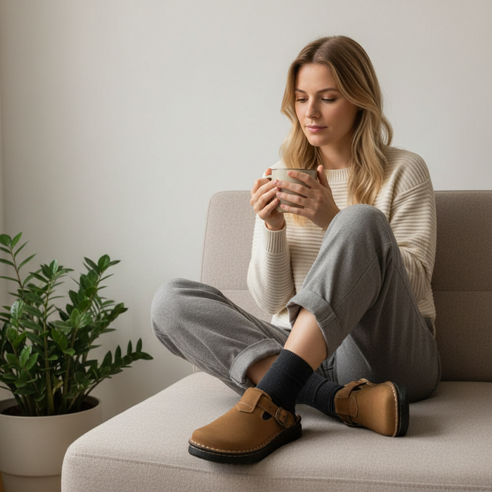 Sawyer - Leather Clog-Toe Sandal | Tan Nubuck